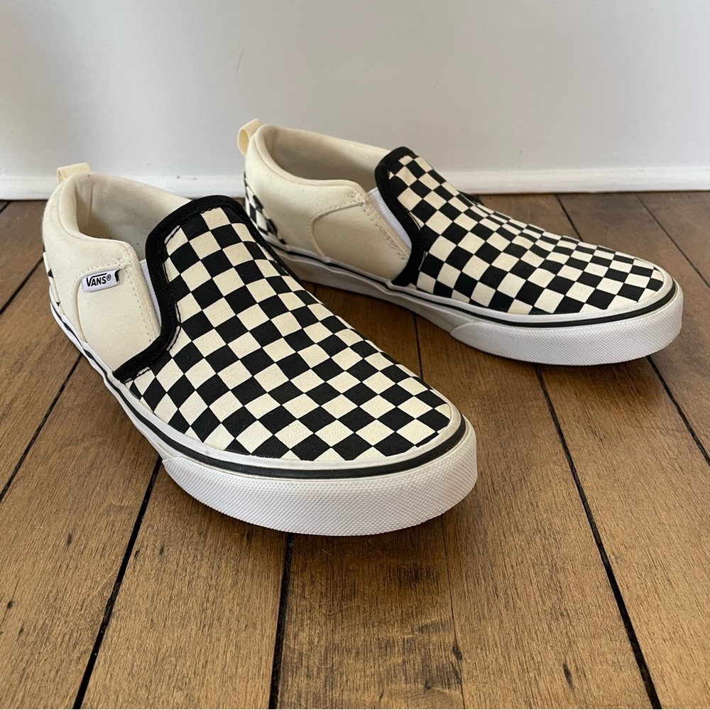 Vans Black and White Checkered Slip On Sneakers Youth 6